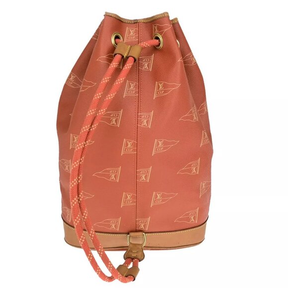 LOUIS VUITTON Logo Cup Saint Tropez Shoulder Bag PVC Leateher Red - Picture 3 of 12